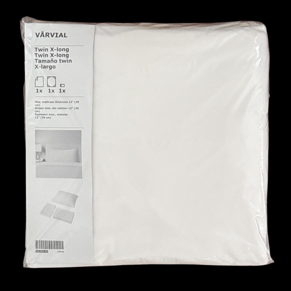 IKEA VARVIAL White Cotton Jersey X-Long Twin Sheet Set